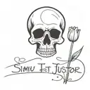 skull and tulip with writing: "simul justus et peccator" tattoo design idea