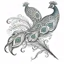 peacock feather intertwined tattoo design idea