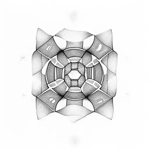 Soccer field in the shape of a rubik's cube tattoo design idea