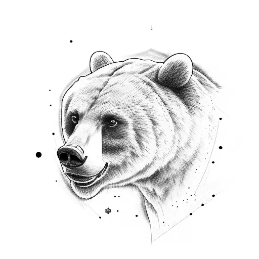 Realistic side view Bear with aviation elements tattoo design idea