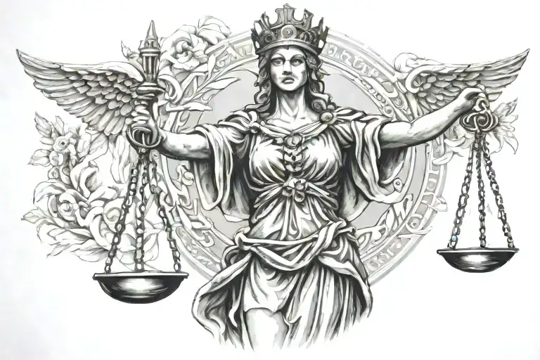 lady justice tattoo design idea