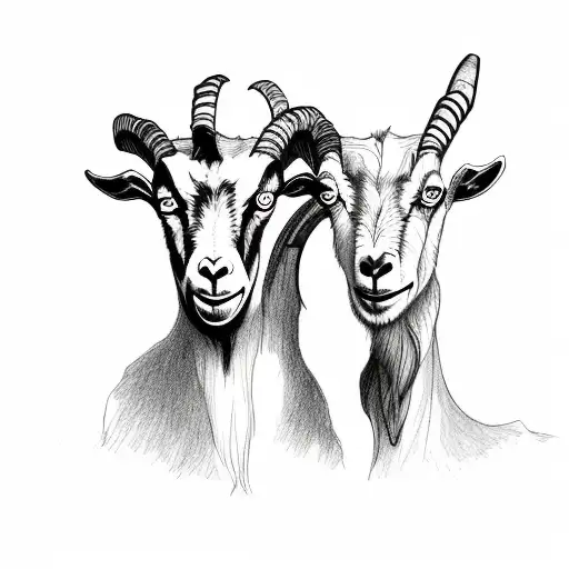 a goat with two heads and one body where one head is evil and the other is good tattoo design idea