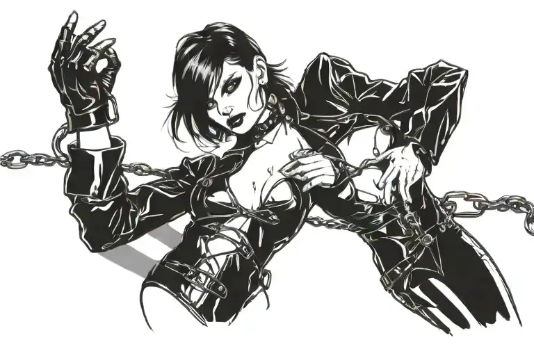 ,bondage, bdsm girl wearing latex  tattoo design idea