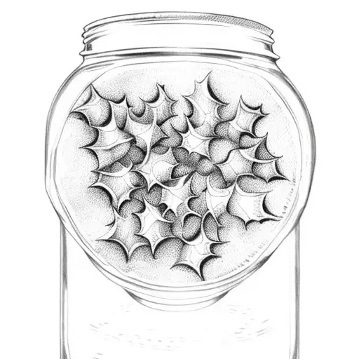 mason jar, holly, number 1 tattoo design idea