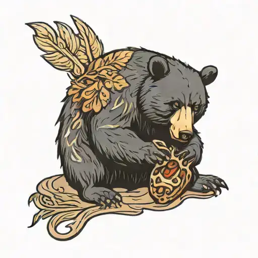 black bear eating a beaver tattoo design idea
