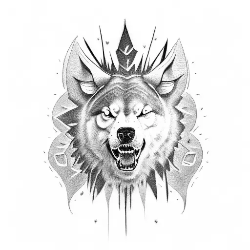 lobo gruñendo tattoo design idea