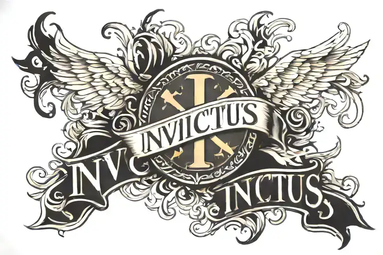 invictus text tattoo design idea
