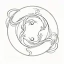 minimal tattoo design of a pair of tattoos, Yin and Yang, Yin in minimal phoenix design, Yang in minimal dragon design tattoo design idea