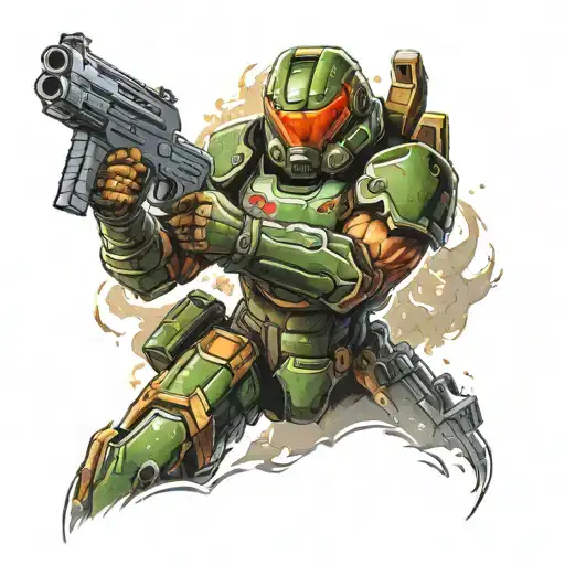 doom slayer tattoo design idea