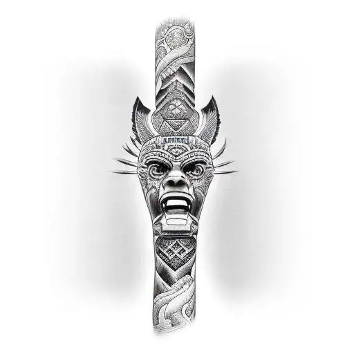 totem pole sleeve tattoo design idea