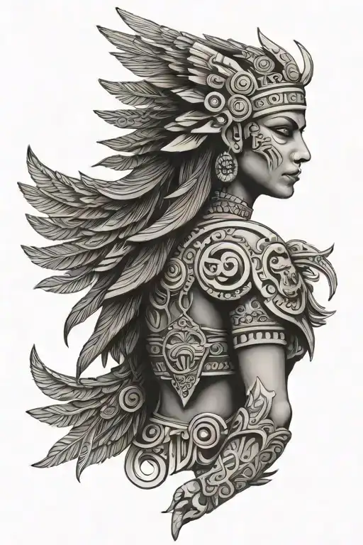 Aztec Angel Tattoos