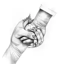  hands praying with a rosary tattoo design idea