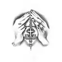  hands praying with a rosary tattoo design idea