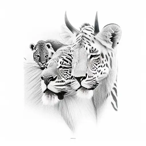 african safari animals sunset background tattoo design idea