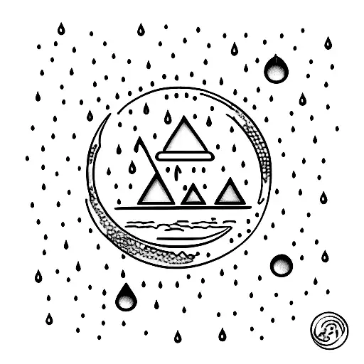 moon, rain, season and a star tattoo design idea