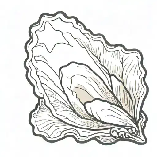 hand holdind an oyster shell tattoo design idea