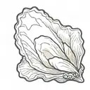 hand holdind an oyster shell tattoo design idea