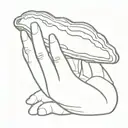 hand holdind an oyster shell tattoo design idea
