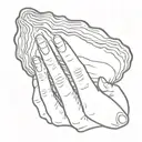hand holdind an oyster shell tattoo design idea