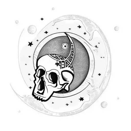moon skull tattoo design idea