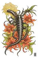 centipede and red spider lily like tokyo ghoul anime tattoo design idea