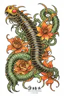 centipede and red spider lily like tokyo ghoul anime tattoo design idea
