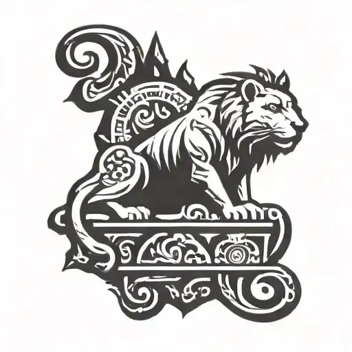 mountain temples nepal lion crown  tattoo design idea
