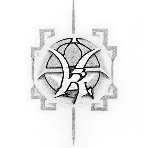 A dotwork tattoo of the Lakers logo intertwined with a hunting rifle, symbolizing your passion for both sports and your occupation tattoo design idea