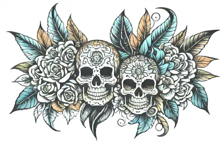 Native mexican and colombian and american tattoo design idea