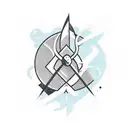 A minimalist tattoo of a wand from Harry Potter entwined with a gaming controller tattoo design idea