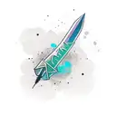 A minimalist tattoo of a wand from Harry Potter entwined with a gaming controller tattoo design idea