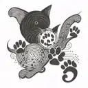 An abstract composition of musical waves and cat paw prints tattoo design idea