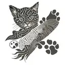 An abstract composition of musical waves and cat paw prints tattoo design idea