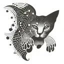 An abstract composition of musical waves and cat paw prints tattoo design idea