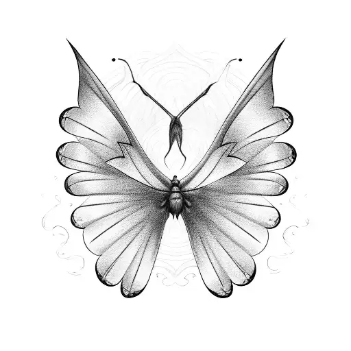 Butterfly whit wings of bat tattoo design idea