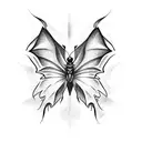 Butterfly whit wings of bat tattoo design idea