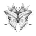 Butterfly whit wings of bat tattoo design idea
