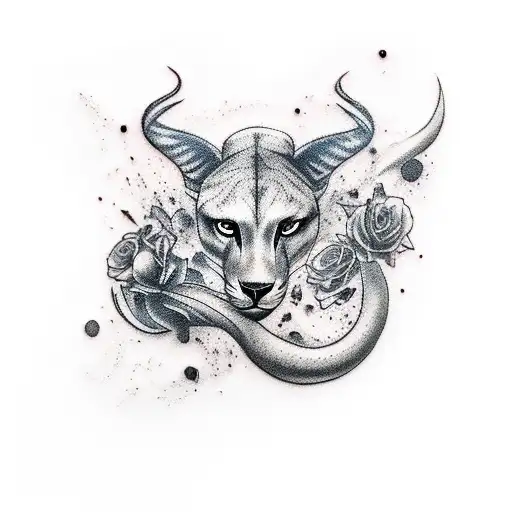 A moody and passionate wildlife tattoo featuring a galaxy background tattoo design idea