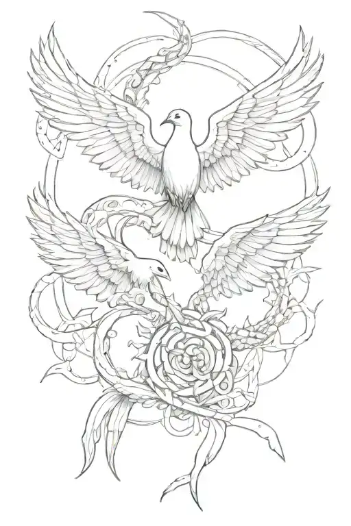 dove and snake spines tattoo tattoo design idea