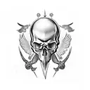 skull and doves tattoo design idea