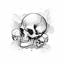 skull and doves tattoo design idea