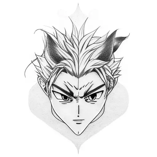 a line tattoo with stippling shadowing of Gon from hunter x hunter tattoo design idea