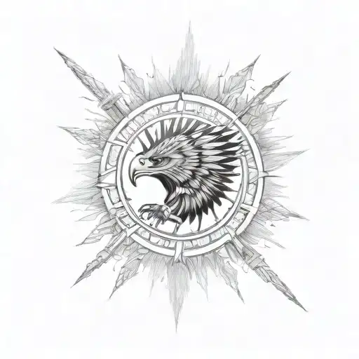 full sleeve left arm Kris creese sword Filipino culture 3 stars and the sun Philippine eagle waves and arrowstribal tattoo design idea