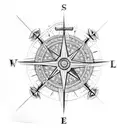 Intricate compass rose with detailed latitude and longitude lines tattoo design idea