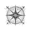 Intricate compass rose with detailed latitude and longitude lines tattoo design idea