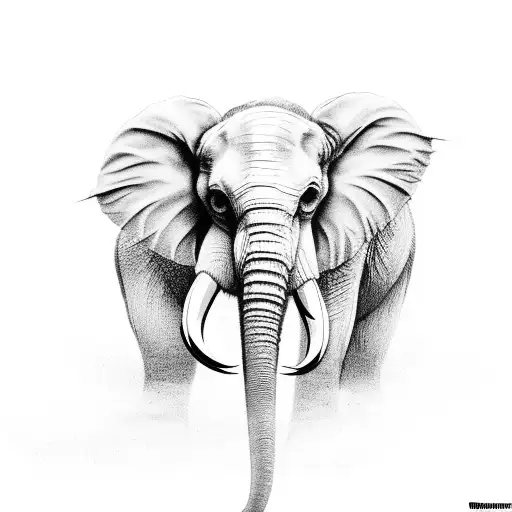 elefante com a tromba para o alto imagem frontal com metade do rosto de flor tattoo design idea