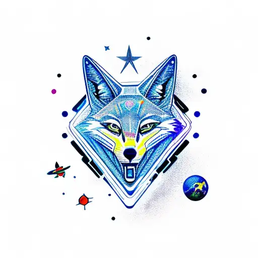 space coyote tattoo design idea