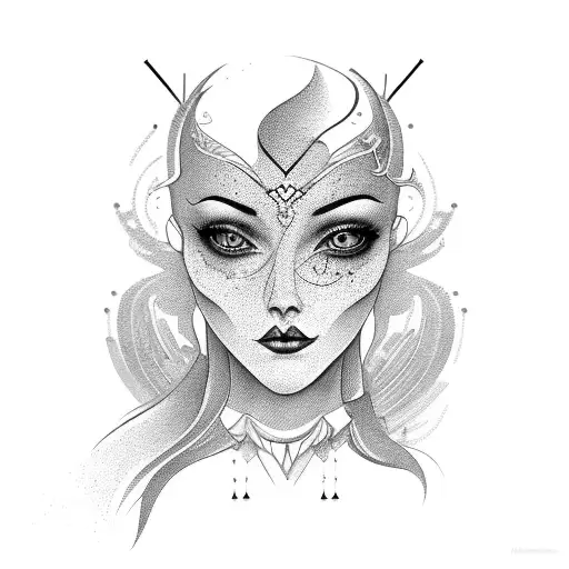a feminine modern jack of all trades with movement and a depiction of emotion tattoo design idea