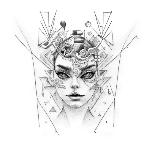 a feminine modern jack of all trades with movement and a depiction of emotion abstract idea tattoo design idea