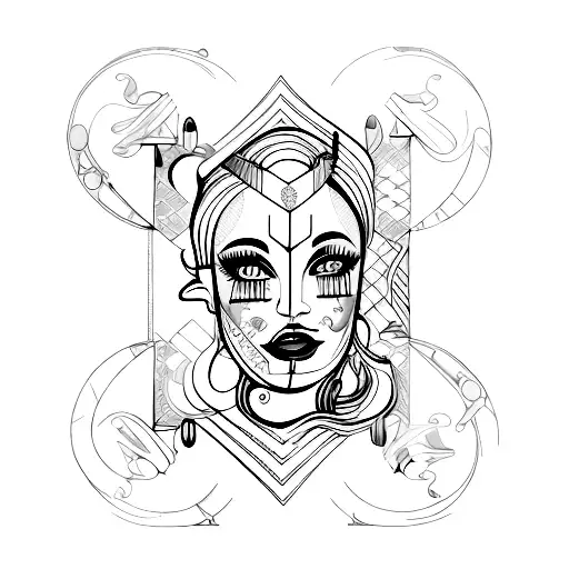 a feminine modern jack of all trades with movement and a depiction of emotion tattoo design idea